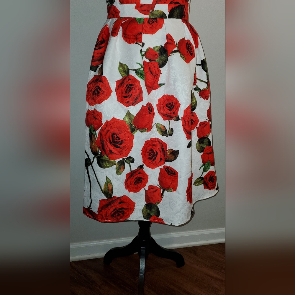 ModCloth Unique Vintage Chi Chi London High Tea Red Rose Formal Dress Size 20 - Picture 6 of 16